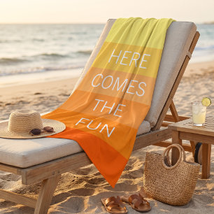 Custom Happy Bright Sunny Summer Stripes Pattern Beach Towel