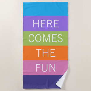 Custom Happy Bright Sunny Summer Stripes Pattern Beach Towel