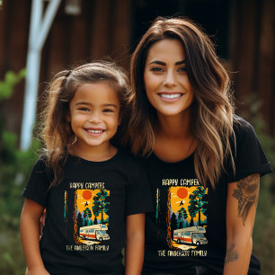 Custom Happy Campers Name Family Camping Trip T-Shirt