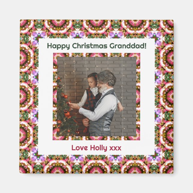 Custom Happy Christmas Photo Picture Keepsake Gift Magnet (Front)