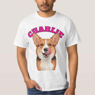 Custom Happy Corgi Tongue Out Vector Art T-Shirt