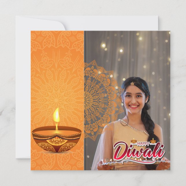 Custom Happy Diwali Festival of Light Photo Card (Front)