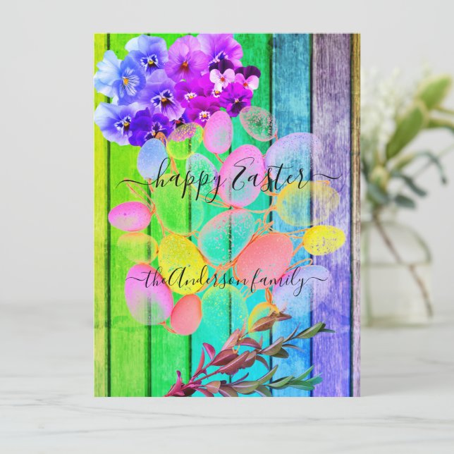 Custom Happy Easter Chic Rustic Vintage Farmhouse  Card (Standing Front)