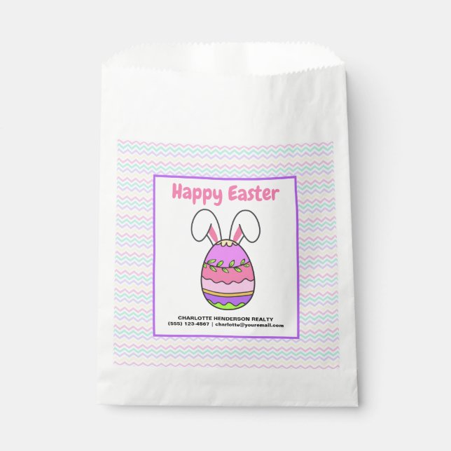 Custom Happy Easter Egg Party Goodie Favour Bags (Front)