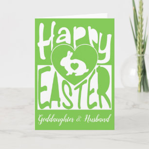 Custom Happy Easter to Goddaughter & Husband blank Holiday Card