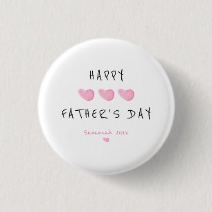 Custom Happy Father's Day Cute Girl 3 Cm Round Badge