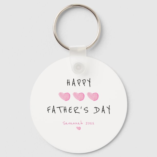 Custom Happy Father's Day Cute Girl Key Ring (Front)