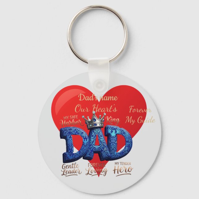 Custom Happy Father's Day Dad Heart Key Ring (Front)