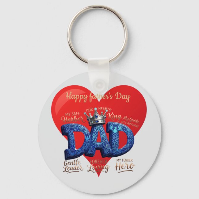 Custom Happy Father's Day Dad Heart Key Ring (Front)