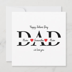 Custom Happy Father's Day Flat Card with Kids Name