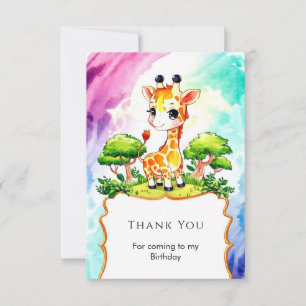 Custom Happy Giraffe Birthday Thank You Card