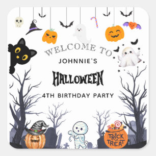 Custom Happy Halloween BIRTHDAY Square Sticker
