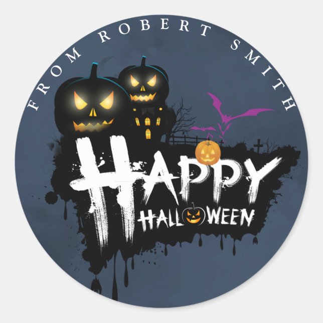  Custom Happy Halloween Classic Round Sticker (Front)