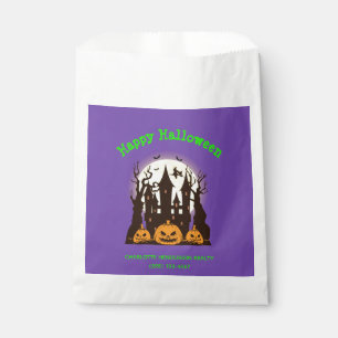Custom Happy Halloween Haunted House Purple Favour Bags