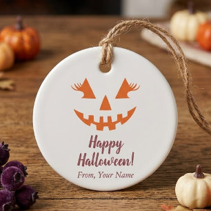 Custom Happy Halloween Jack O Lantern Pumpkin Favour Tags