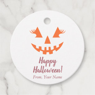 Custom Happy Halloween Jack O Lantern Pumpkin Favour Tags