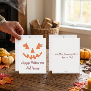 Custom Happy Halloween Jack O Lantern Pumpkin Holiday Card