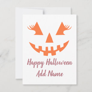 Custom Happy Halloween Jack O Lantern Pumpkin Holiday Card