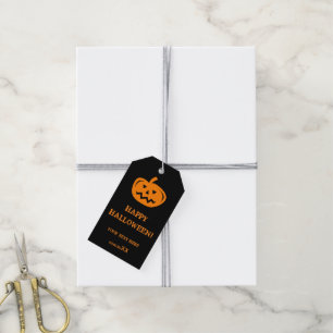 Custom Happy Halloween party favour carved pumpkin Gift Tags