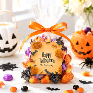 Custom Happy Halloween Pumpkin Kids Candy Favour Square Sticker