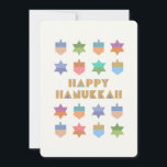 Custom Happy Hanukkah Dreidels and Stars<br><div class="desc">A fun and festive Hanukkah design with colourful dreidels and stars. This design can be personalised with your own message. A  modern ,  non-traditional ,  design and pattern with stylised dreidels and Star of David geometric shapes.</div>