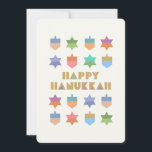 Custom Happy Hanukkah Dreidels and Stars<br><div class="desc">A fun and festive Hanukkah design with colourful dreidels and stars. This design can be personalised with your own message. A  modern ,  non-traditional ,  design and pattern with stylised dreidels and Star of David geometric shapes.</div>