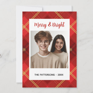 Custom Happy Holidays Fun Plaid Red Green Photo Holiday Card