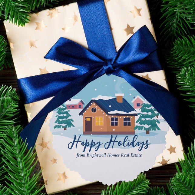 Custom Happy Holidays Real Estate Company Gift Tree Decoration Card (Creator Uploaded)
