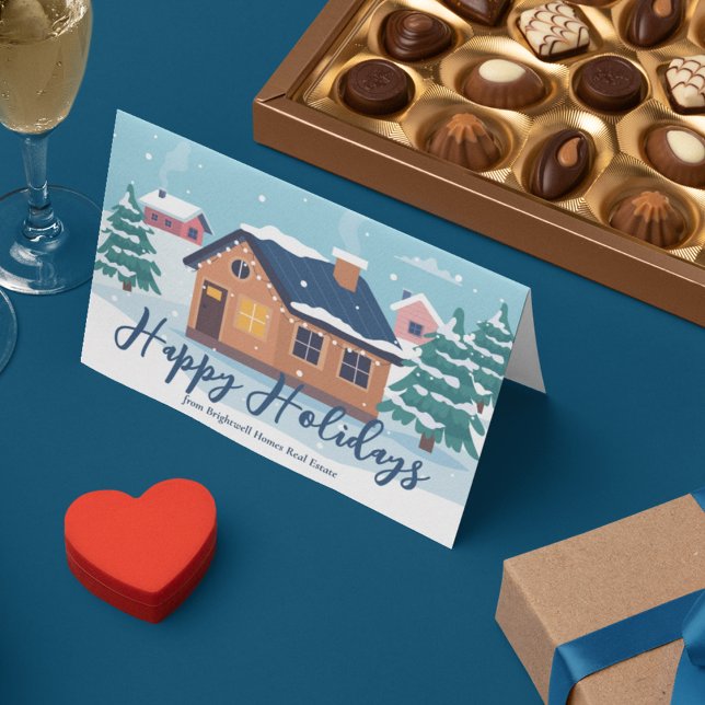 Custom Happy Holidays Real Estate Company Winter Holiday Card (Creator Uploaded)