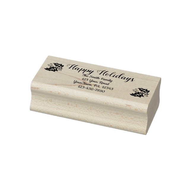 Custom Happy Holidays Rubber Stamp (Stamp)