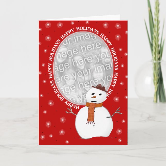 Custom Happy Holidays Snowman Card (Front)