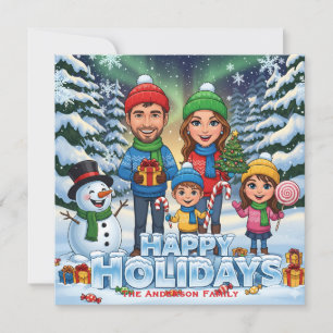 Custom Happy Holidays Winter Scene Design Holiday Card