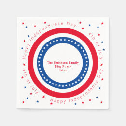Custom Happy Independence Day Red White Blue Stars Napkin