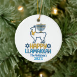 Custom Happy Llamakkah Happy Hanukkah  Ceramic Tree Decoration<br><div class="desc">Searching for great gifts for Chrismukkah,  Christmas or Hanukkah? Check out this item and our full collection of fun,  unique personalised items for that special someone in your circle.</div>