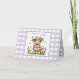 Custom Happy Mother's Day Grandma Highland Cow Card