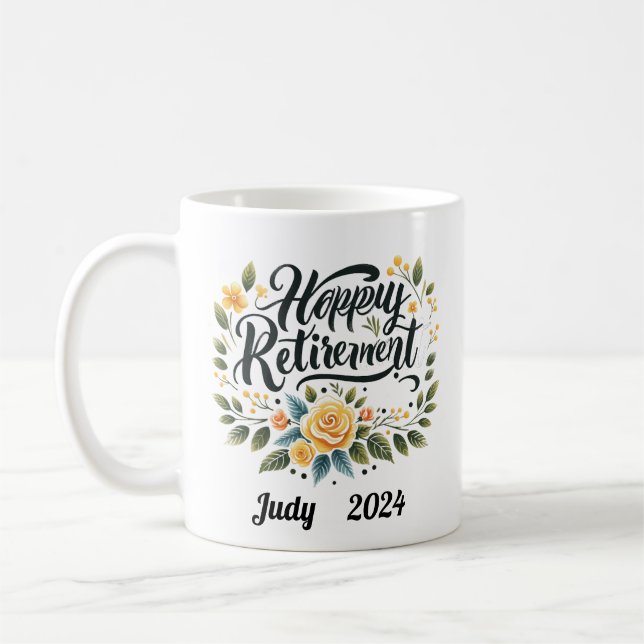 Custom Happy Retirement  Coffee Mug (Left)