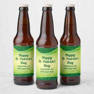 Custom Happy St. Patrick's Day Green Sparkle Party Beer Bottle Label
