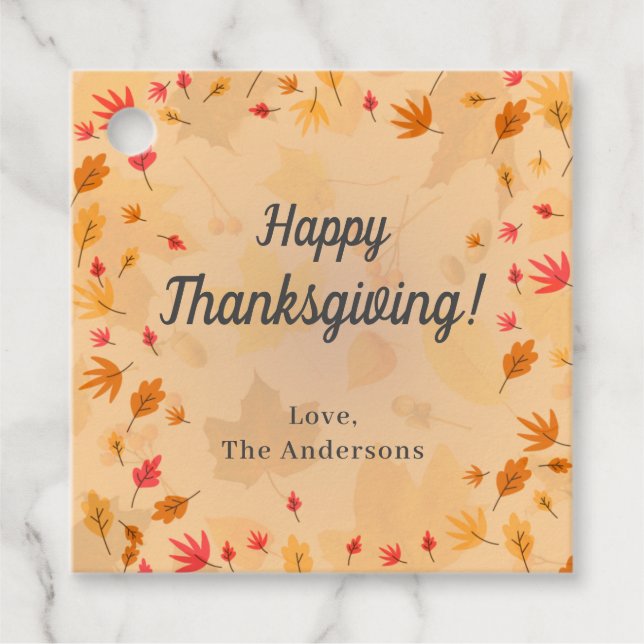 CUSTOM Happy Thanksgiving Autumn Favour Tags (Front)