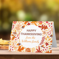 Custom Happy Thanksgiving Autumn Leaves Folded