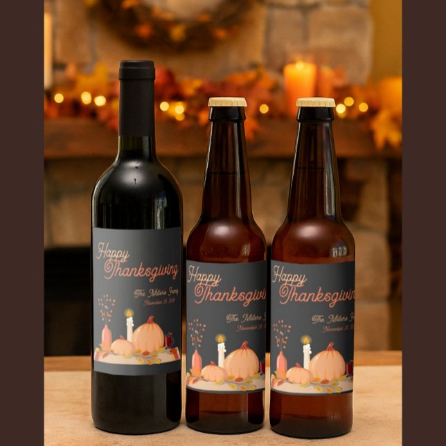 Custom Happy Thanksgiving Bottle Label (Creator Uploaded)
