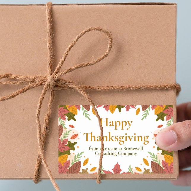 Custom Happy Thanksgiving Fall Business Marketing Rectangular Sticker (Creator Uploaded)
