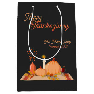 Custom Happy Thanksgiving  Medium Gift Bag