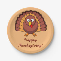 Custom Happy Thanksgiving Paper Plates Turkey