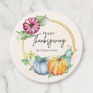Custom Happy Thanksgiving Pumpkin flower Frame Favour Tags