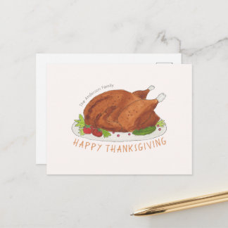 Custom Happy Thanksgiving Roasted Turkey Postcard
