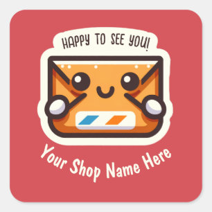 Custom Happy to see you mail for Small Business Square Sticker