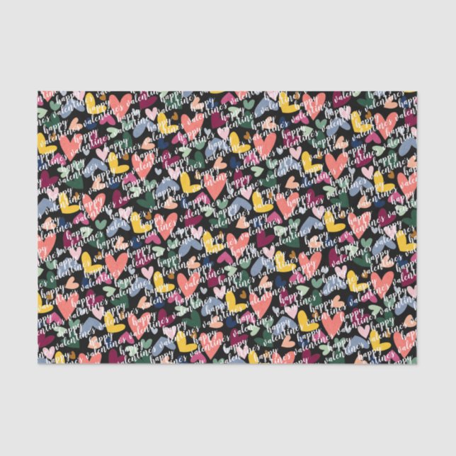 Custom Happy Valentines I Love You Heart Pattern Tissue Paper (Front)