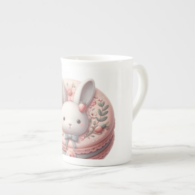Custom Hare to Be Sweet Cute Bunny Macaron Design Bone China Mug (Front Right)