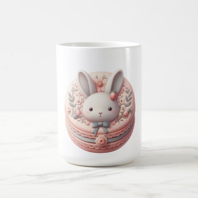 Custom Hare to Be Sweet Cute Bunny Macaron Design Coffee Mug (Center)