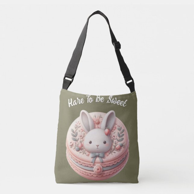 Custom Hare to Be Sweet Cute Bunny Macaron Design Crossbody Bag (Front)